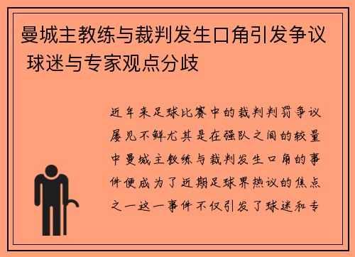 曼城主教练与裁判发生口角引发争议 球迷与专家观点分歧